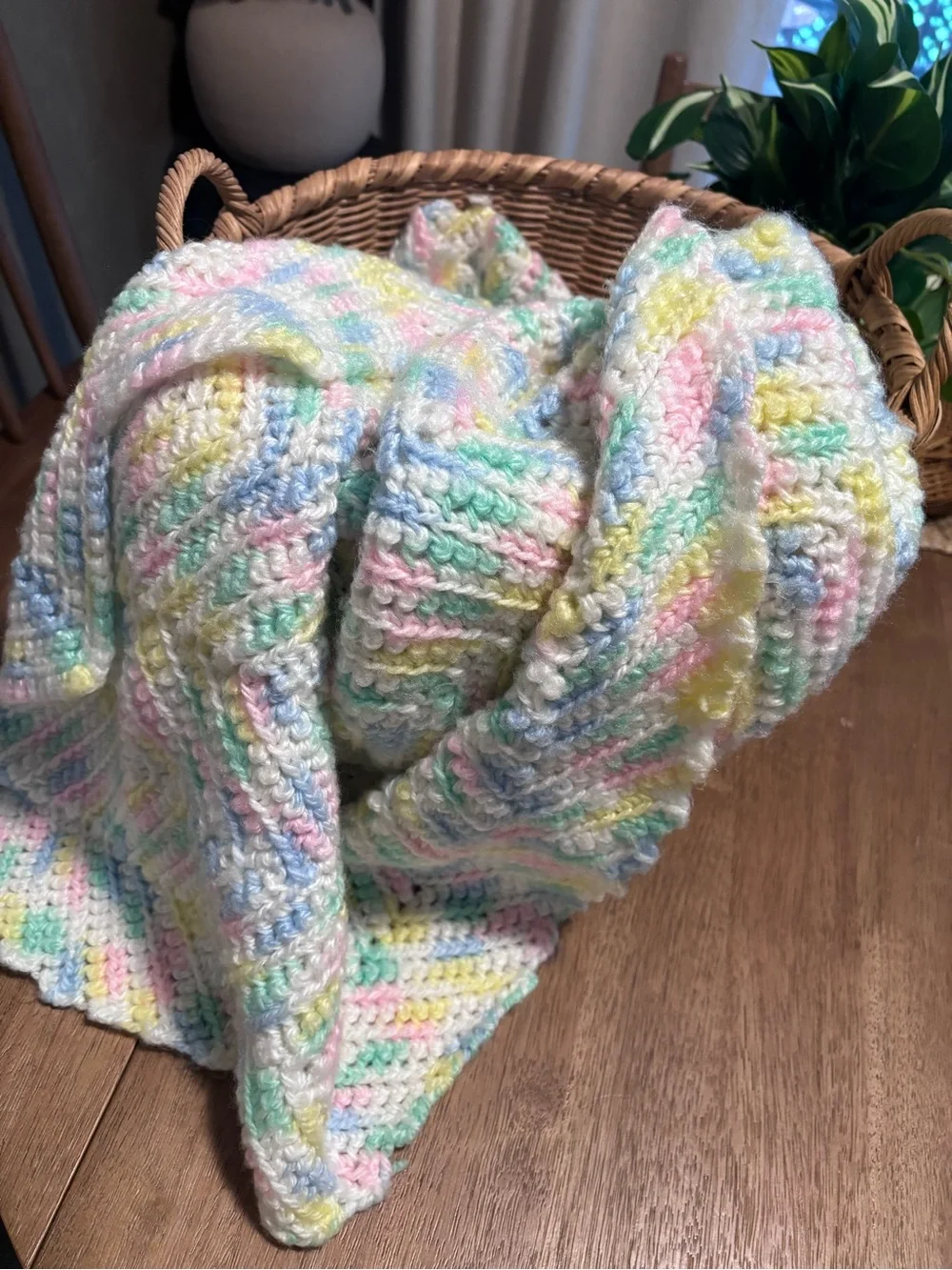 Pastel Multicolor Crochet Baby Blanket Handmade